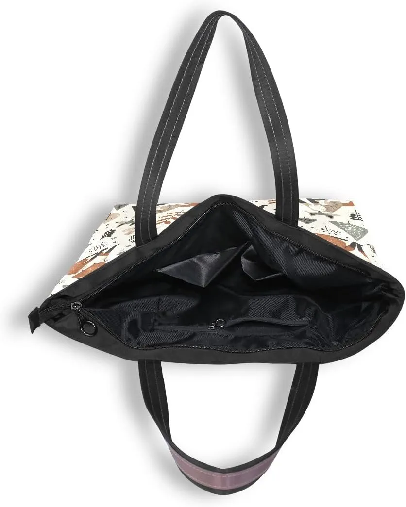 Foxes and Different Elements Shoulder Bags Large Handle Ladies Handbag