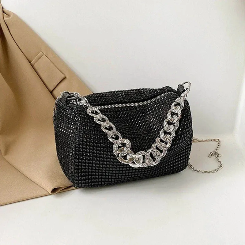 Full Rhinestone Shoulder Bags Bling Diamond Crossbody Bag Women Wedding Party Handbags Fashion Shoulder Purses New Chains Bags