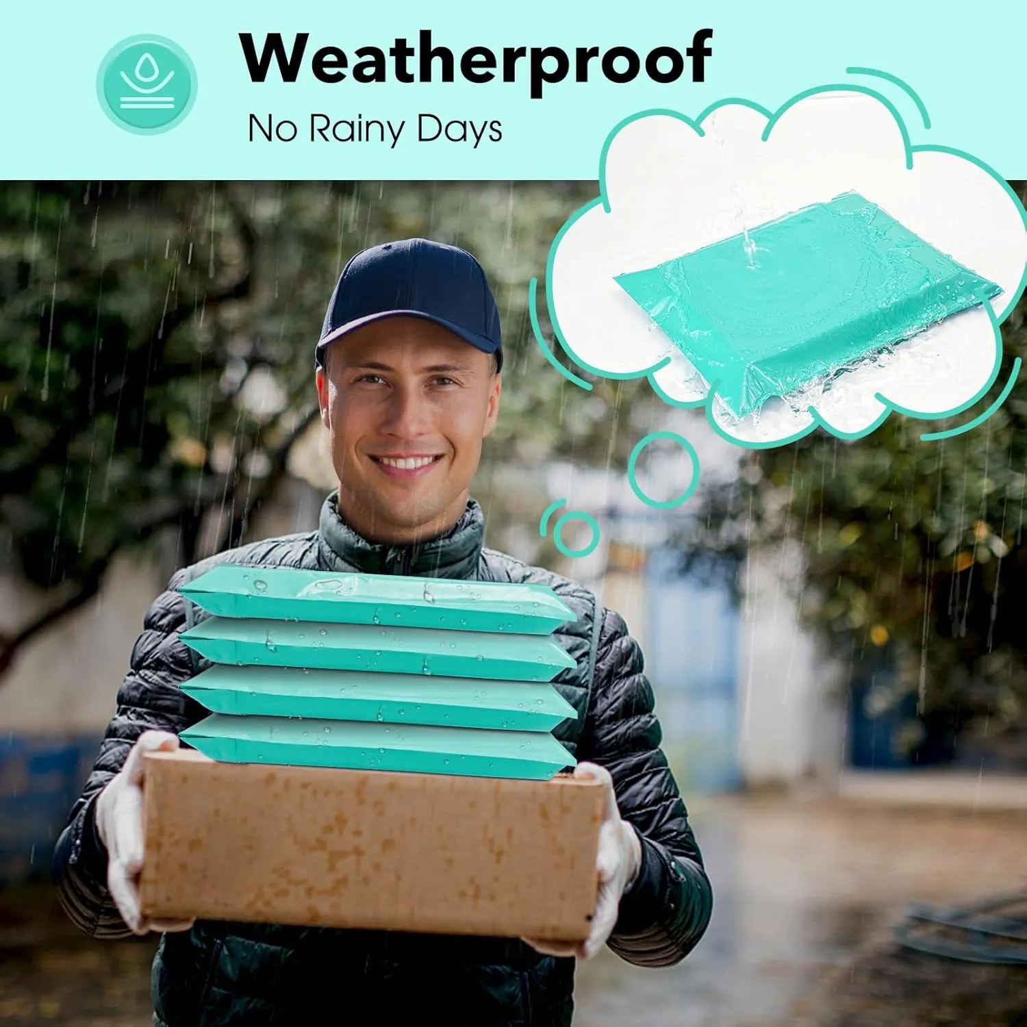 Fuxury 10x13 200 Pcs Teal Poly Mailers Shipping Envelopes, Self-Sealing Envelopes, Boutique Custom Bags, Enhanced Durability Multipurpose Envelope, Keep Items Safe & Protected