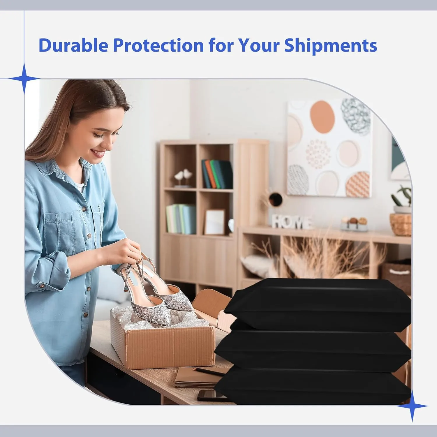 Fuxury Large Poly Mailers 17.7X22" 25 Pcs, XL Bulk Shipping Bags for Clothing, Strong Adhesive Shipping Envelopes for Small Business Suppliers,Waterproof Mailers Poly Bags Mailing Envelopes Black #10