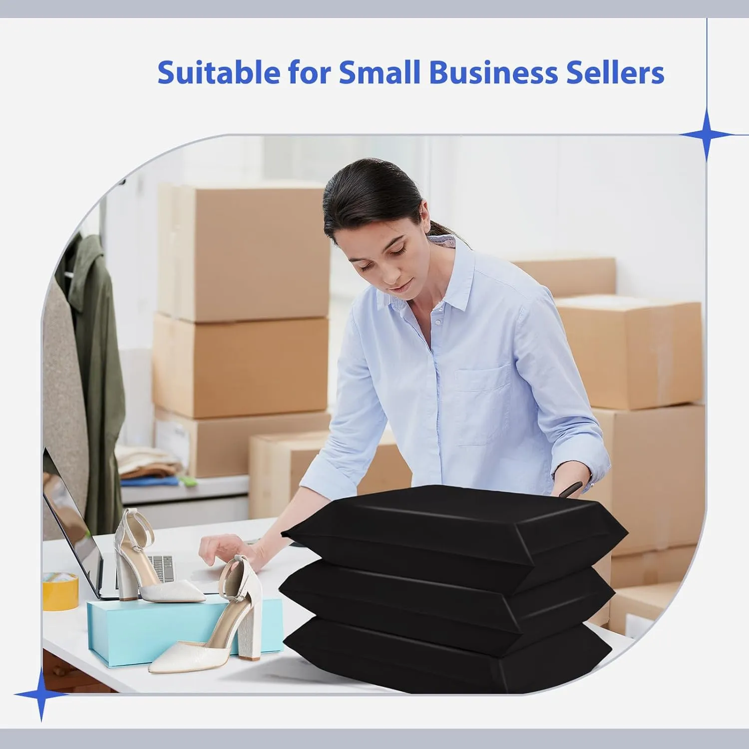 Fuxury Large Poly Mailers 17.7X22" 25 Pcs, XL Bulk Shipping Bags for Clothing, Strong Adhesive Shipping Envelopes for Small Business Suppliers,Waterproof Mailers Poly Bags Mailing Envelopes Black #10