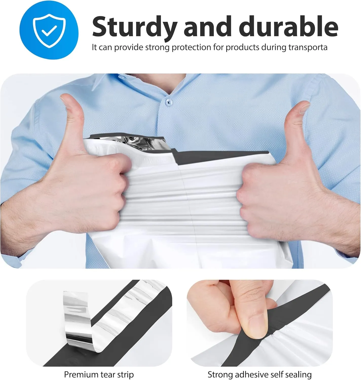 Fuxury Poly Mailers 10x13 Inch 500 Pack,Shipping Bags Bulk for Clothes,Self Seal Mailing Bags, Strong Adhesive Shipping Envelopes for Small Business,White
