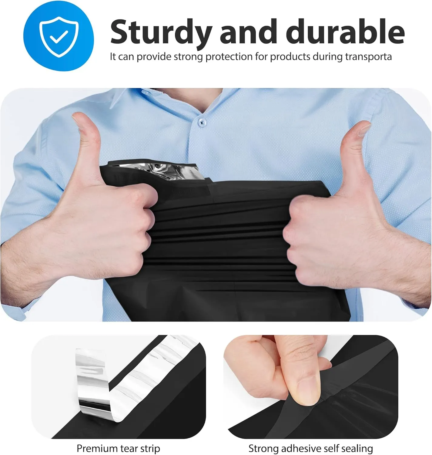 Fuxury Poly Mailers 14.5x19 Inch 50 Pcs, Waterproof Shipping Bags for Clothing, Strong Adhensive Shipping Envelopes for Small Business Suppliers, Self Seal Mailers Poly Bags Mailing Envelopes Black