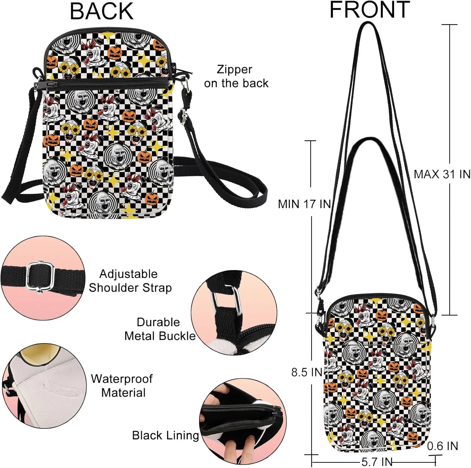 G2TUP Horror Movie Crossbody Bag Horror Killer Gifts Art Was Here Gifts Horror Movie Shoulder Bag