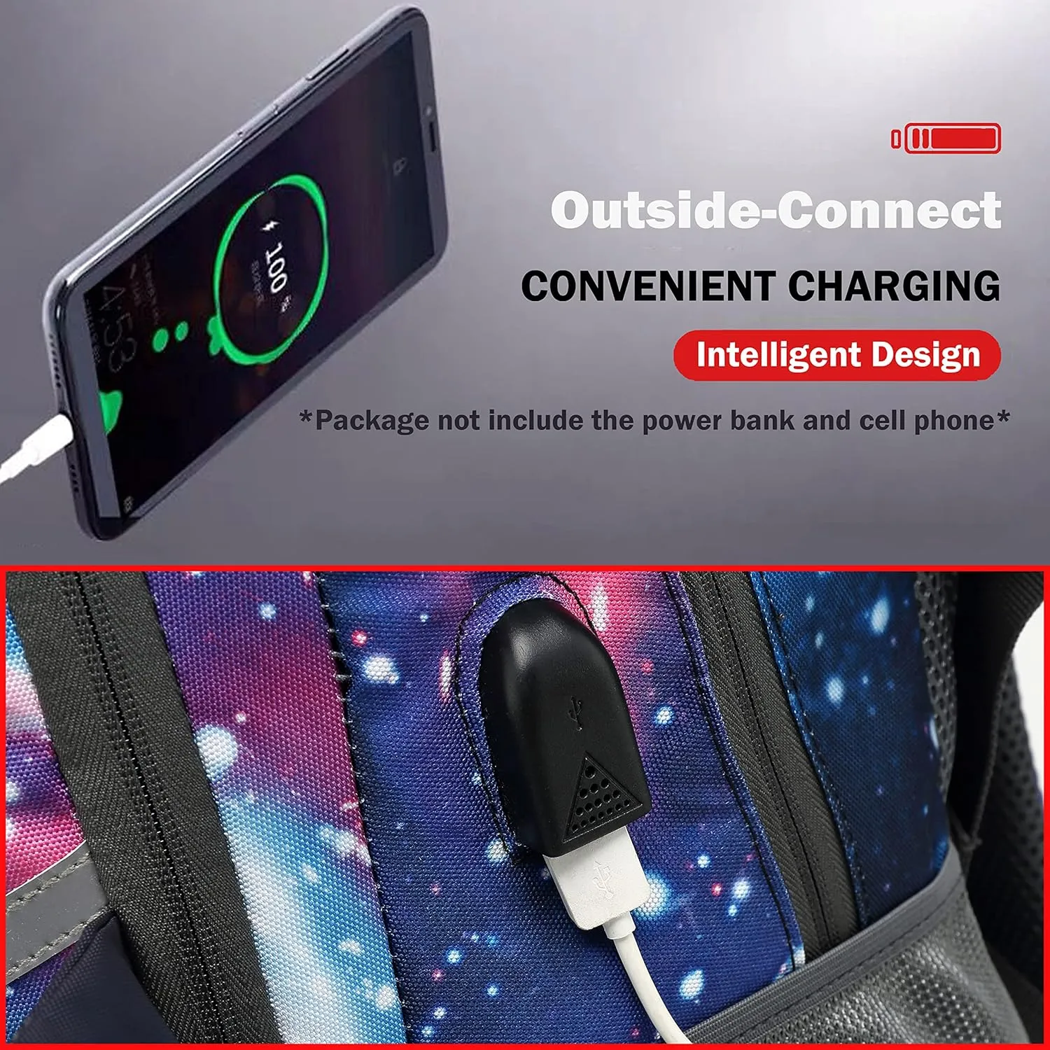 Galaxy Backpack Bookbag for College Laptop Travel,Fit Laptop Up to 15.6 inch Multi Compartment with USB Charging Port Anti theft, Gift for Men Women (Galaxy)