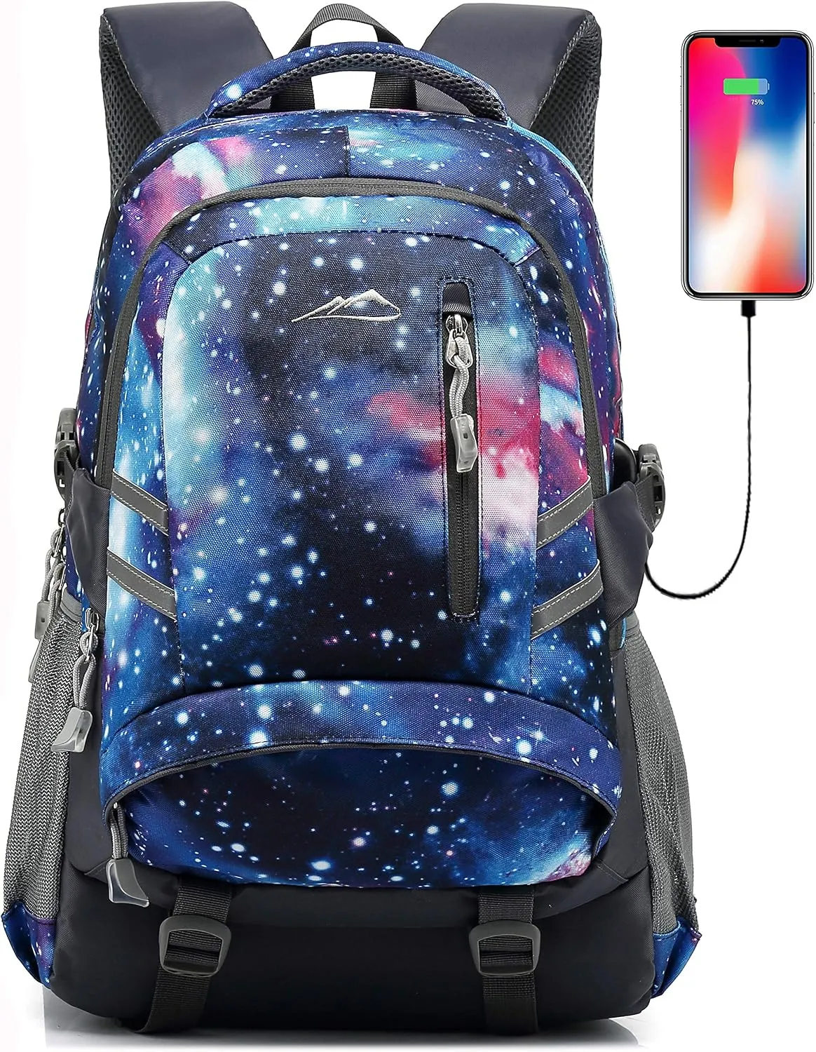 Galaxy Backpack Bookbag for College Laptop Travel,Fit Laptop Up to 15.6 inch Multi Compartment with USB Charging Port Anti theft, Gift for Men Women (Galaxy)