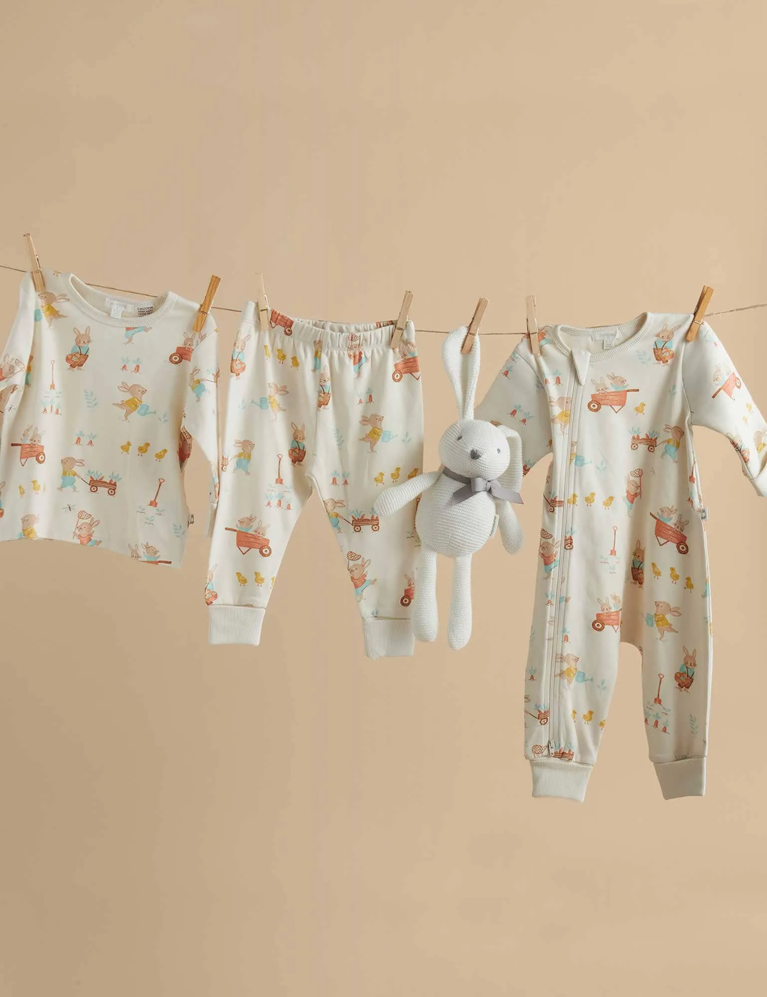 Garden Bunnies Padded Sleeve Onesie