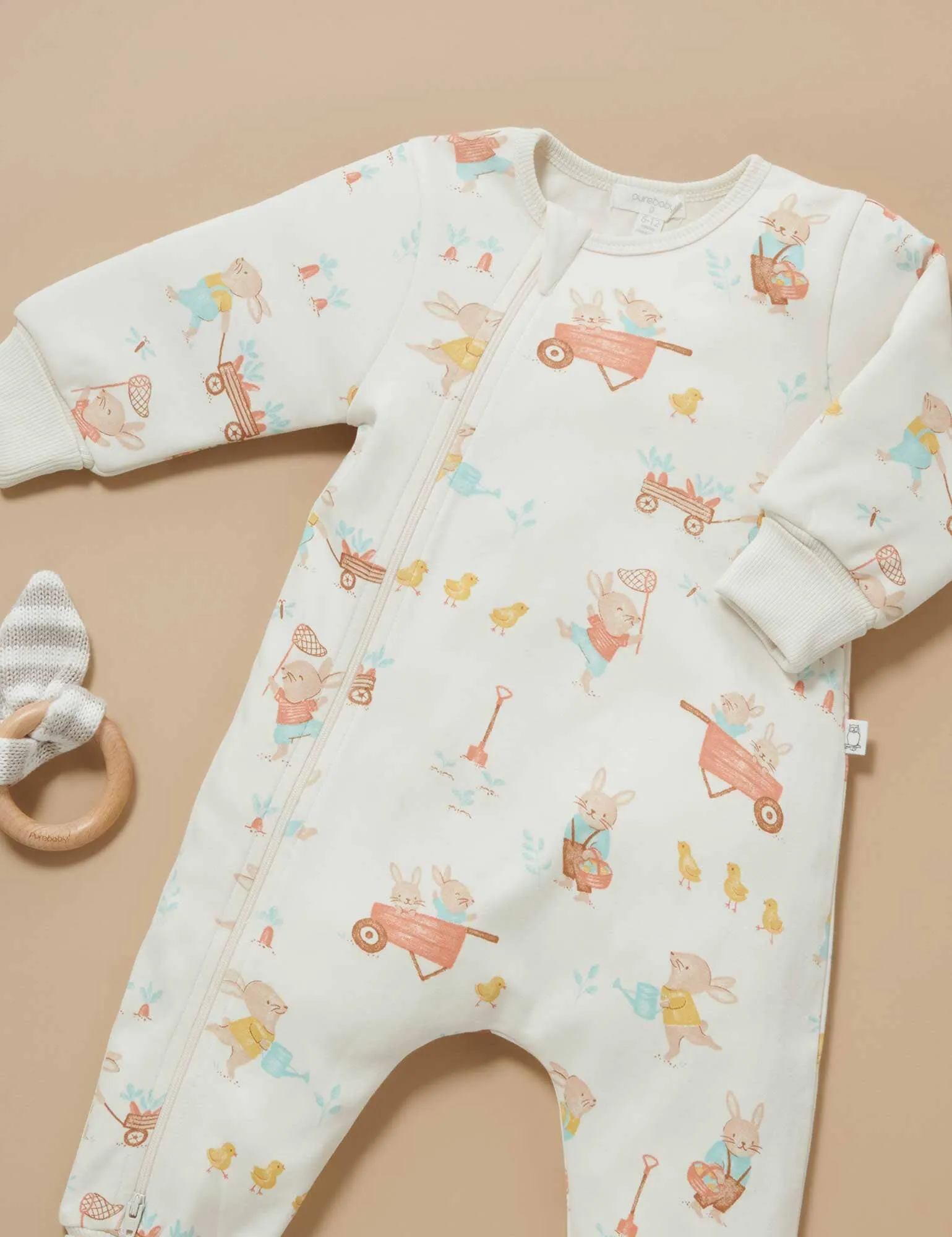 Garden Bunnies Padded Sleeve Onesie