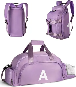 Gifts for 12 13 14 15 16 17 18 Year Old Girls, Initial Gym Bags with Shoe Compartment, Personalized Girl Duffel Bag, Monogram Kid Overnight Bags, Teen Weekend Bag (Letter A)