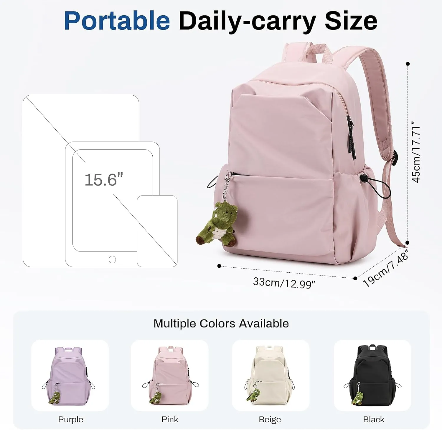 Girls Backpack, School Backpack for Teens Lightweight Kids School Bags College Bookbag with Furry Doll, Pink