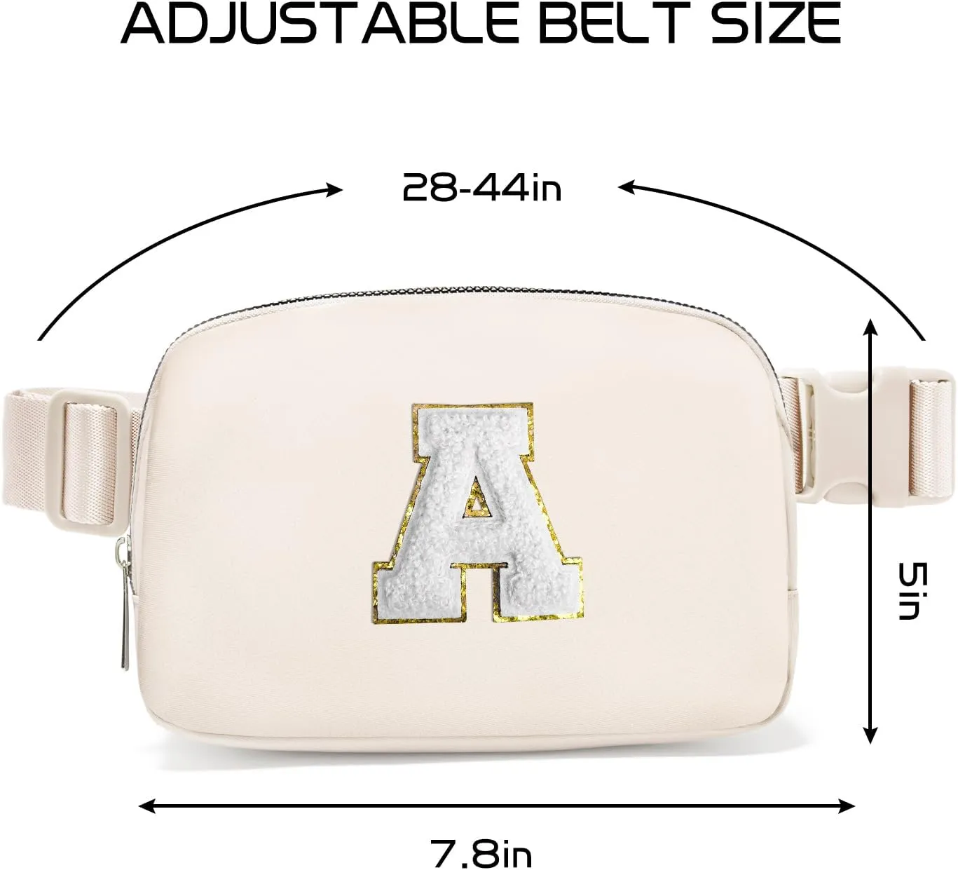 Gitus Birthday Gifts for 8 9 10 11 12 13 Year Old Girls Personalized Fanny Pack Crossbody Bags with Initial Letter Patch Belt Bag for Teen Girls Cute Trendy Stuff Travel Essentials (Ivory-A)