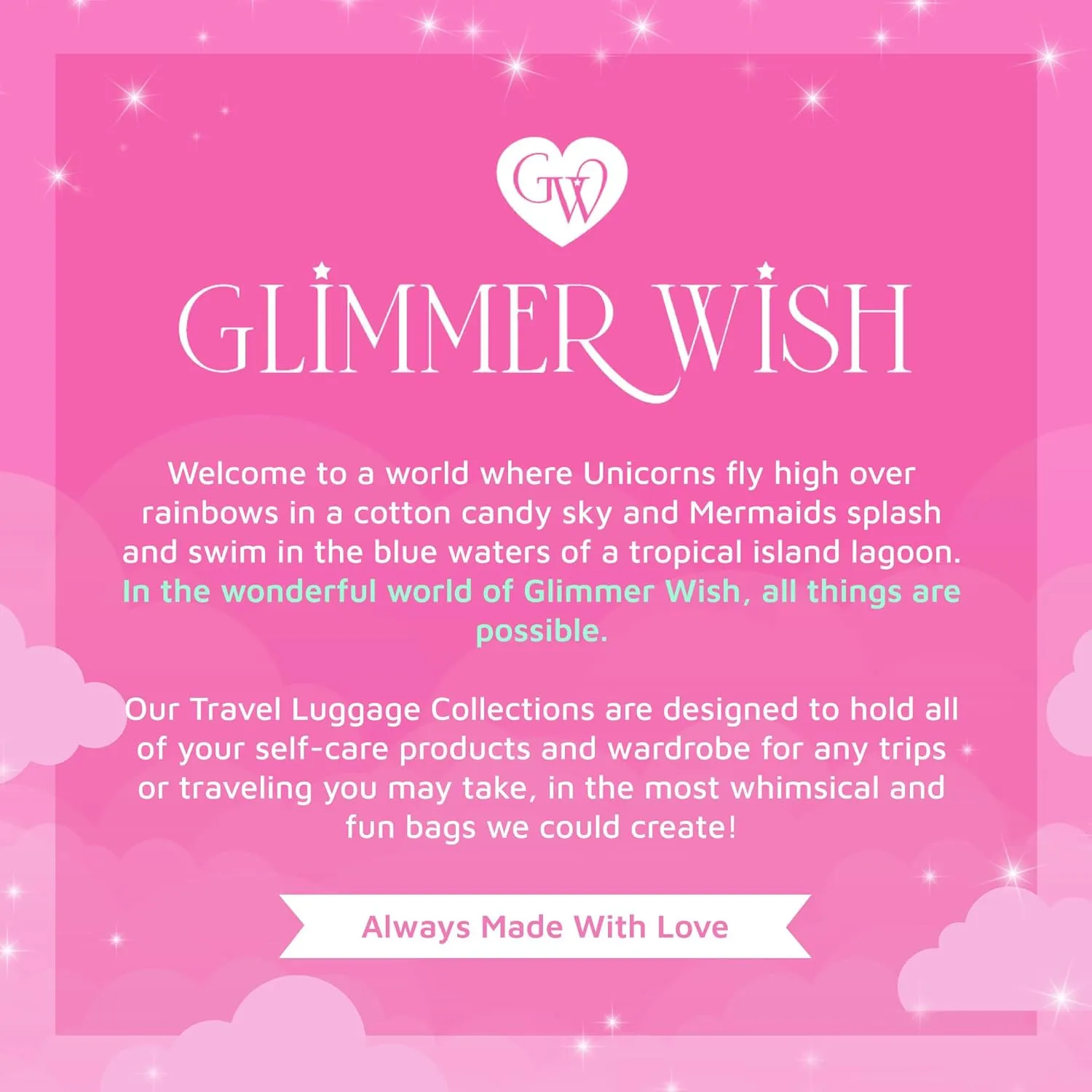 Glimmer Wish Mermaid Travel Luggage Set - Overnight Bag, Shell Cosmetic Bag, Selfcare Keepall, and Purple Pearl Pouch, Set of 4 Travel Bags for Teens and Girls