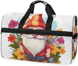 Gnome Dwarf Cool Travel Duffel Bag Luggage Sports Gym Bags With Shoes Compartment Large Capacity Lightweight Duffle Bag For Men Women