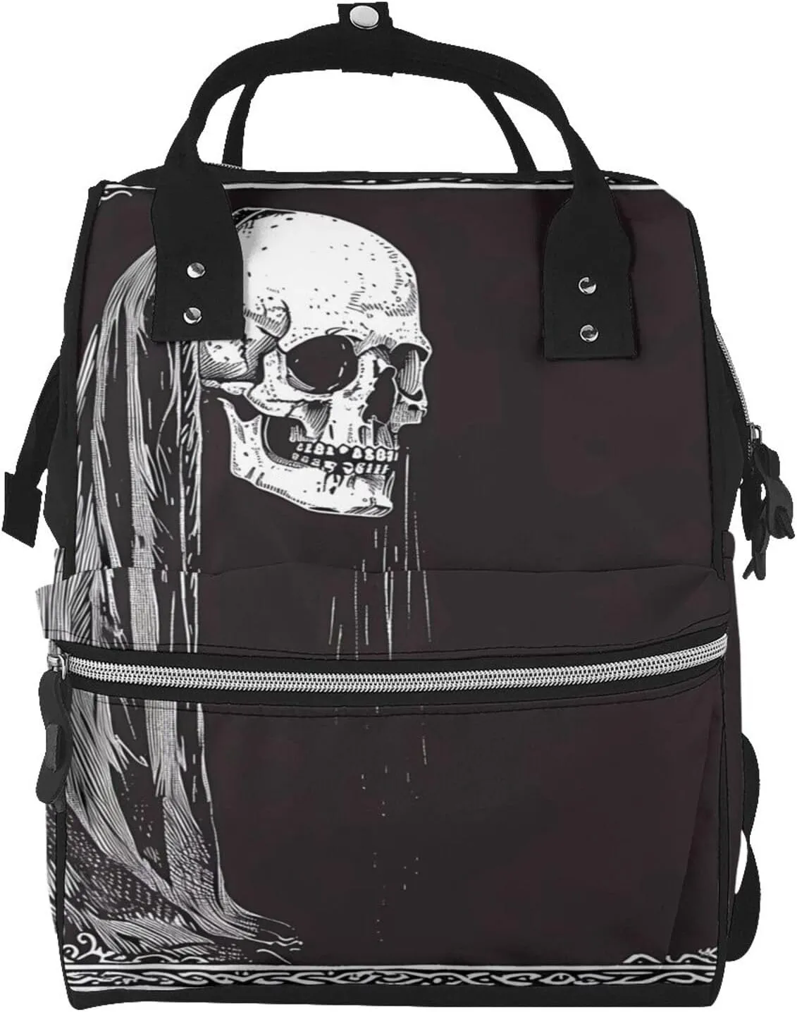 Gothic Skull Drape Pattern Mummy Diaper Bag Backpack Durable Maternity Baby Nappy Casual Shoulder Bags Travel Hiking Outdoor Pack