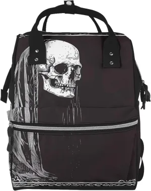 Gothic Skull Drape Pattern Mummy Diaper Bag Backpack Durable Maternity Baby Nappy Casual Shoulder Bags Travel Hiking Outdoor Pack