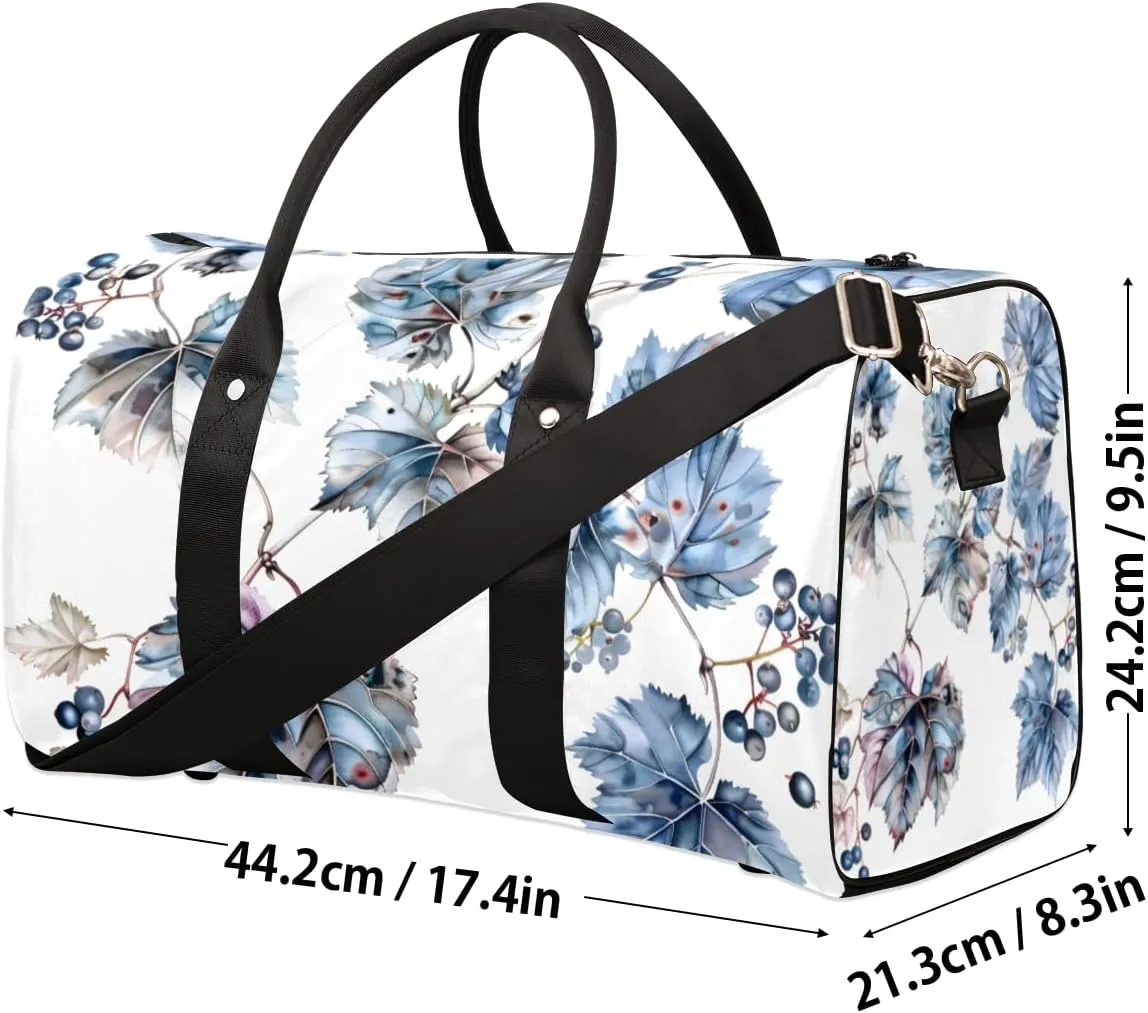 Grapes Fruit Travel Duffle Bag for Women Men Gym Duffel Foldable Bag Waterproof Weekender Grape Leaves Duffle Tote