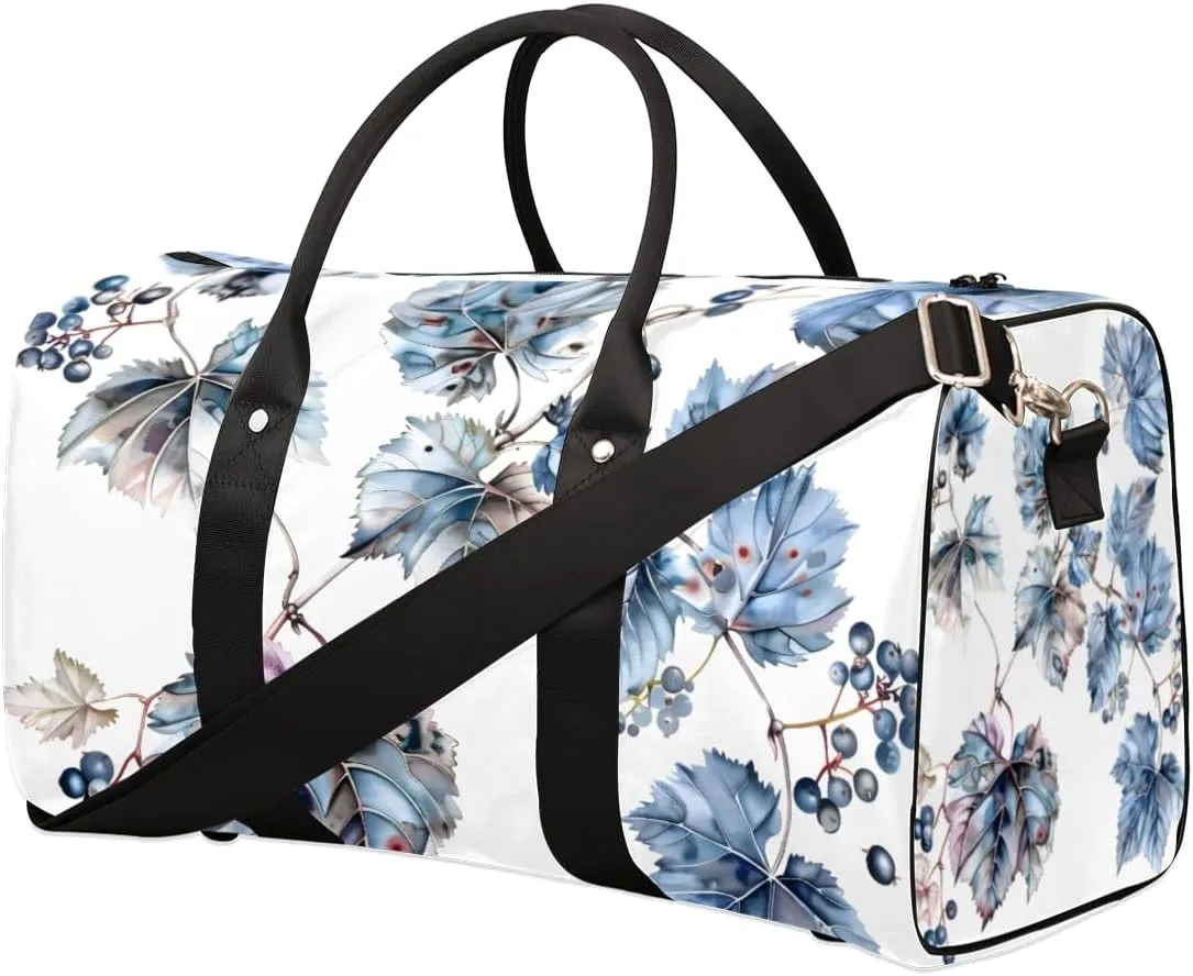 Grapes Fruit Travel Duffle Bag for Women Men Gym Duffel Foldable Bag Waterproof Weekender Grape Leaves Duffle Tote