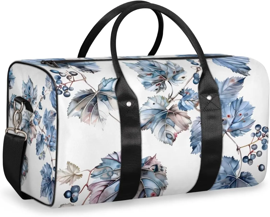Grapes Fruit Travel Duffle Bag for Women Men Gym Duffel Foldable Bag Waterproof Weekender Grape Leaves Duffle Tote