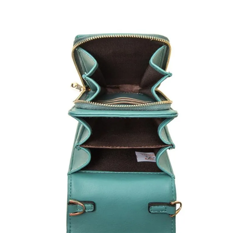 Green Multi Compartment Shoulder Bag Large Capacity