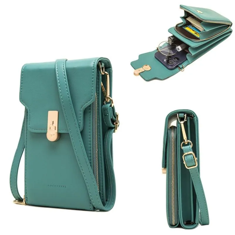 Green Multi Compartment Shoulder Bag Large Capacity