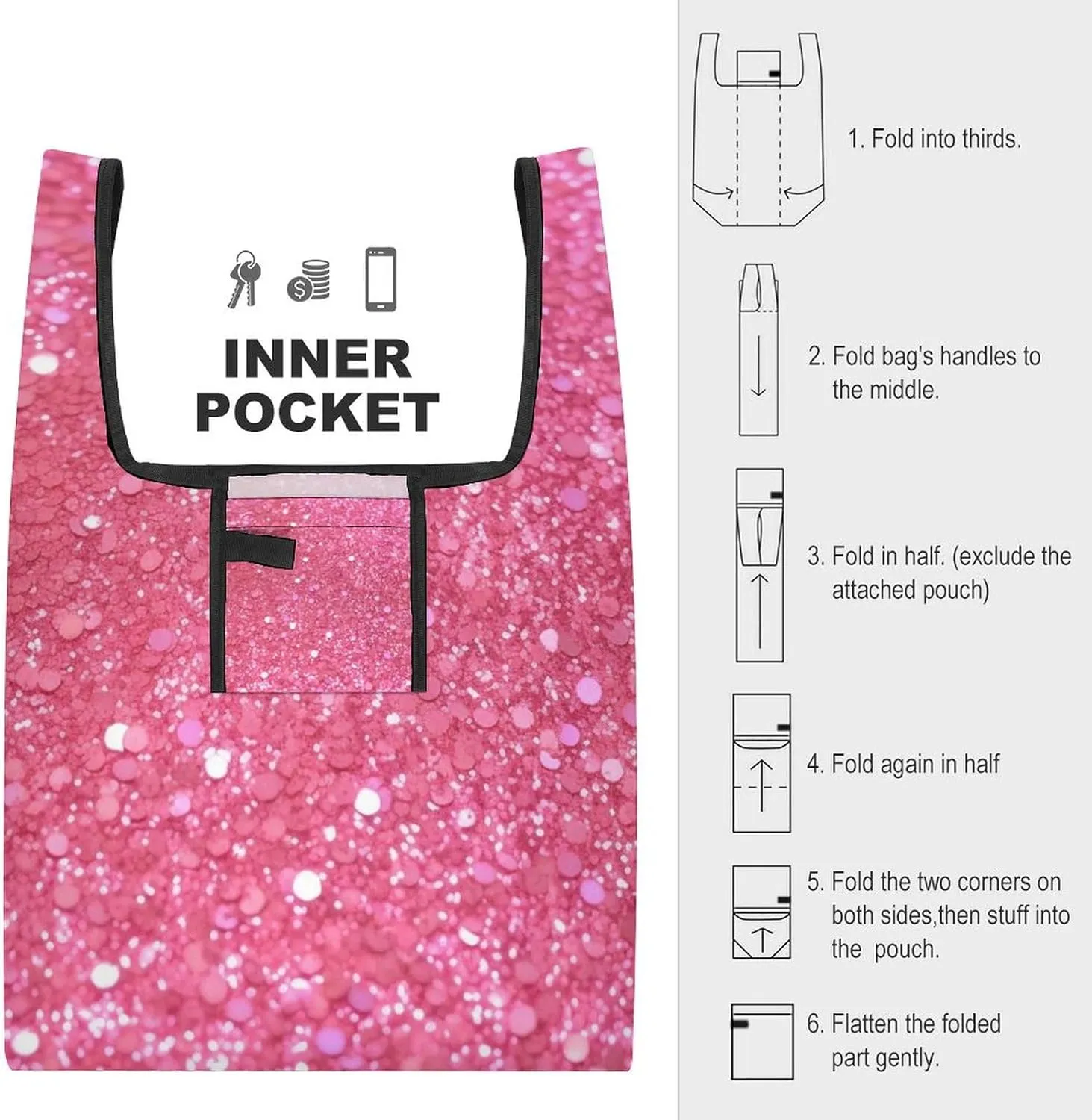 Grocery Bag Reusable Tote Bag Foldable Teal And Gold Marble Shopping Bag Handbag Washable Shoulder Bag for Travel