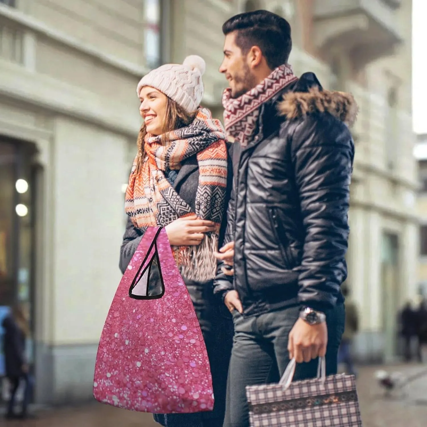 Grocery Bag Reusable Tote Bag Foldable Teal And Gold Marble Shopping Bag Handbag Washable Shoulder Bag for Travel