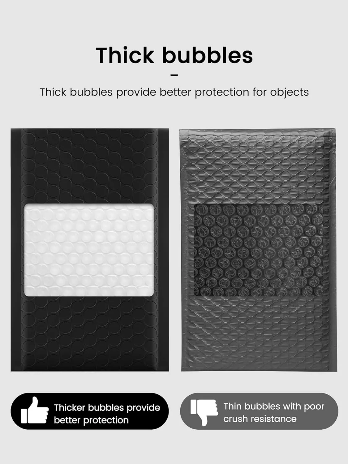 GSSSUSA Bubble Mailers 4x8 Inch 100 Pack Padded Envelopes Usable Size 4x7 Inch Shipping Envelopes Self Seal Small Packaging Shipping Bags for Mailing Jewelry, Small Business, Black