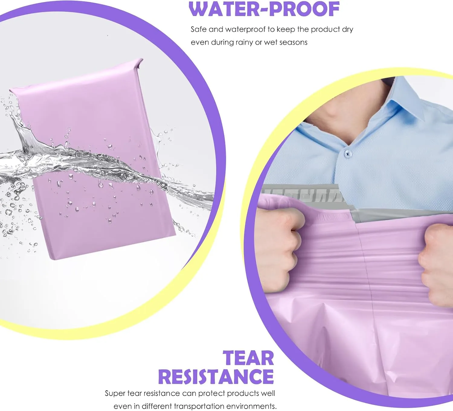 GSSUSA Large Poly Mailers 14.5x19 100PCS, Strong Adhesive Shipping Bags for Small Business, Waterproof Mailing Bags and Tear Resistant Shipping Envelopes for Clothing in Lavender Purple