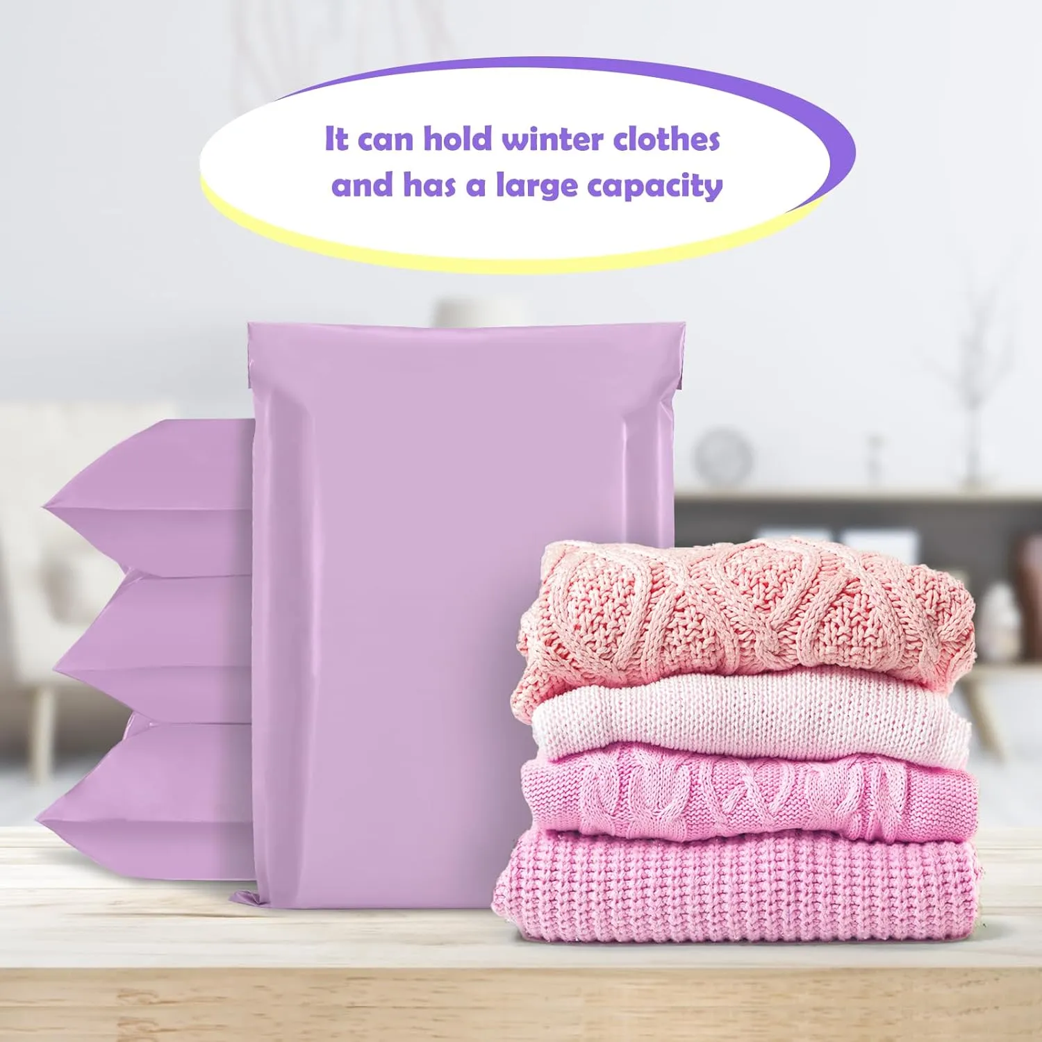 GSSUSA Large Poly Mailers 14.5x19 100PCS, Strong Adhesive Shipping Bags for Small Business, Waterproof Mailing Bags and Tear Resistant Shipping Envelopes for Clothing in Lavender Purple