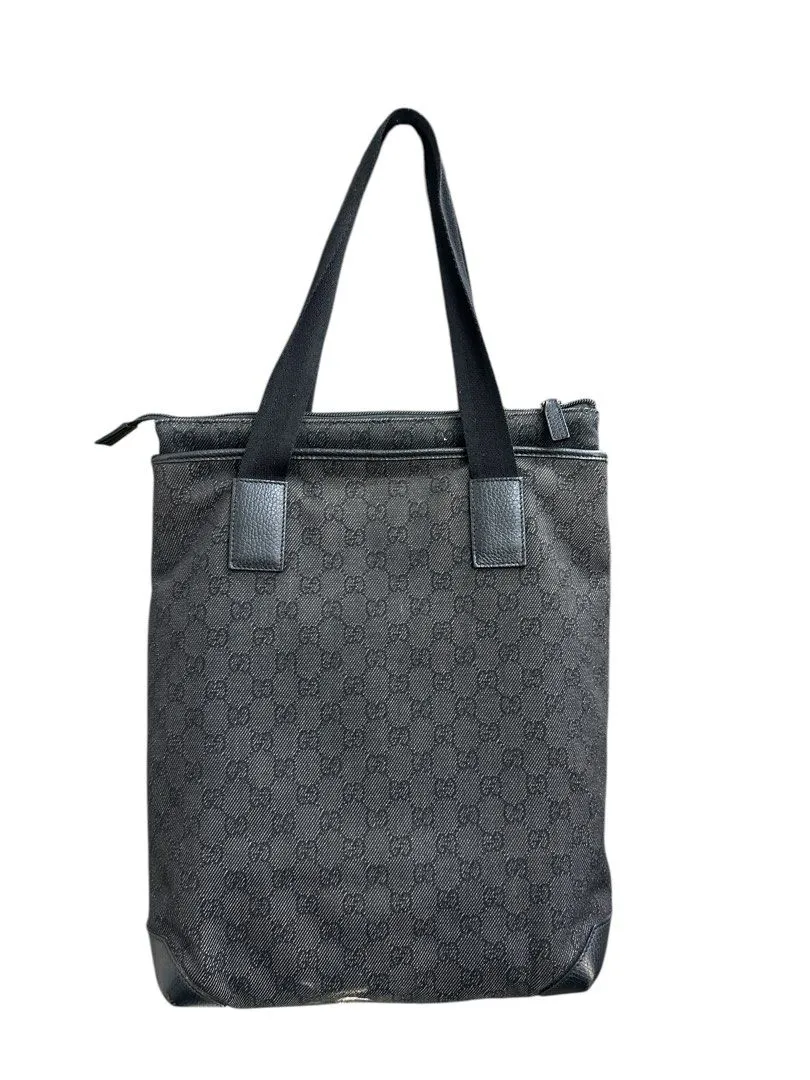 Gucci Denim Leather, Canvas Tote Bag