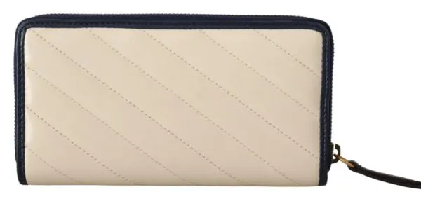 GUCCI White & Blue Leather Marmont GG Torchon Zip Around Wallet