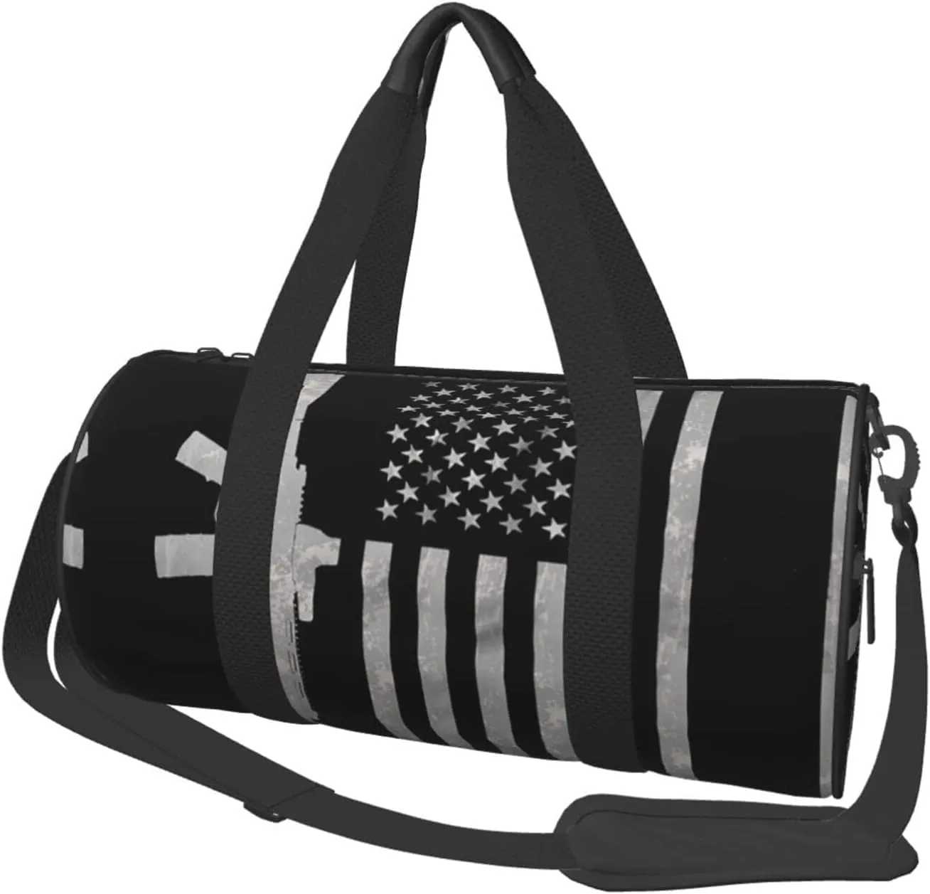 Gun American Flag Duffel Tote for Men and Women Backpacking Travel and Storage Shoulder Bag