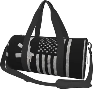 Gun American Flag Duffel Tote for Men and Women Backpacking Travel and Storage Shoulder Bag