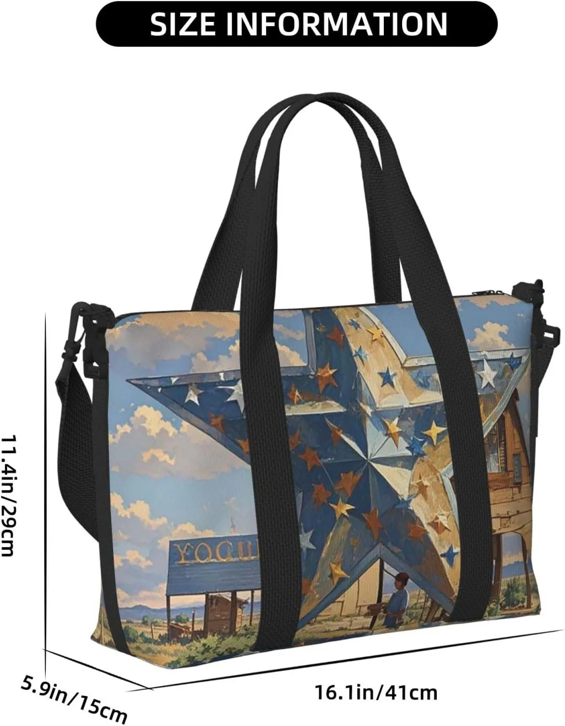 Gym Bag American Wastern Texas Star Duffel Bag for Men Women Travel Overnight Bag with Shoe Compartment Workout Bags