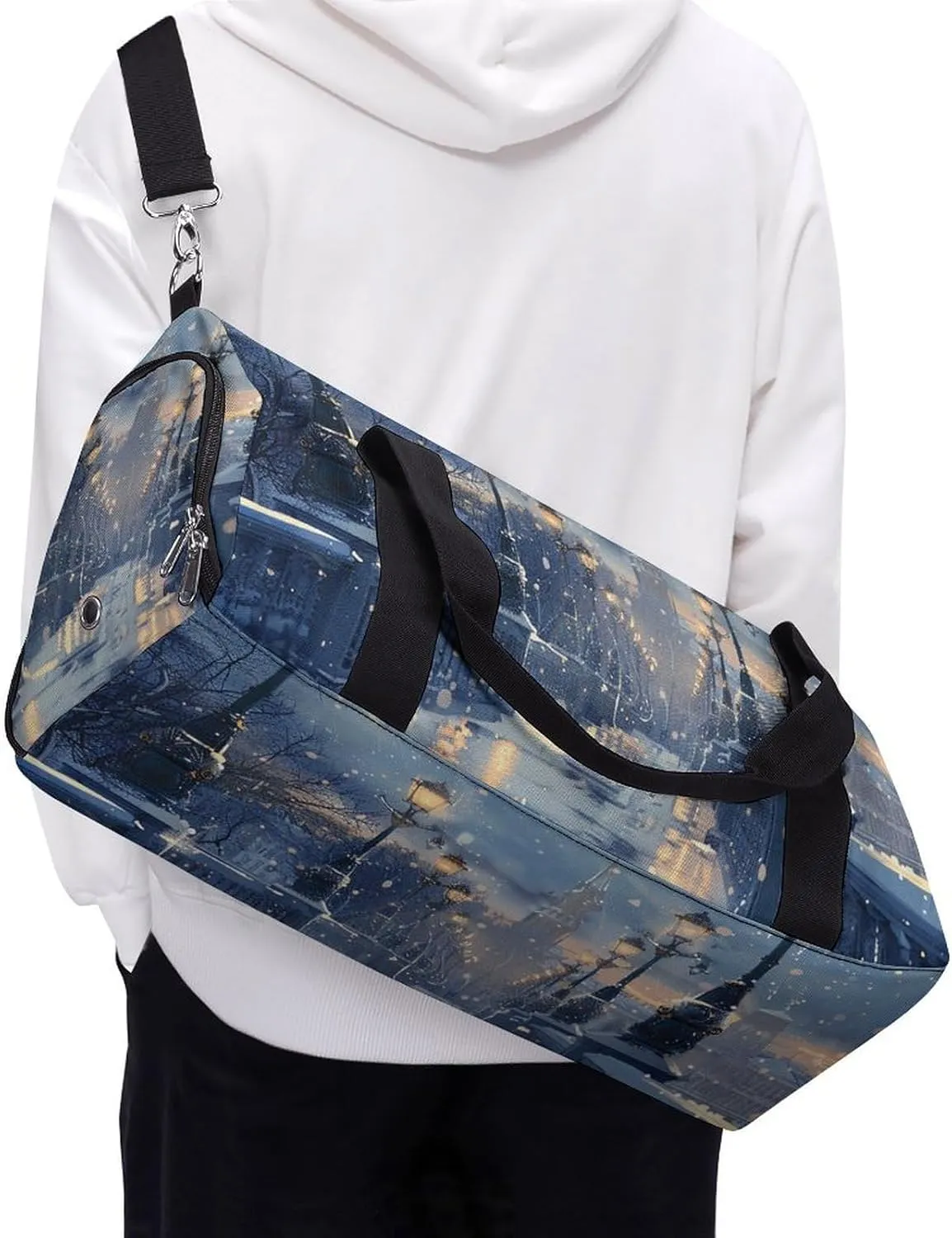 Gym Bag Bridges And Street Lights Duffel Bag for Men Women Overnight Bag with Shoe Compartment Workout Bags