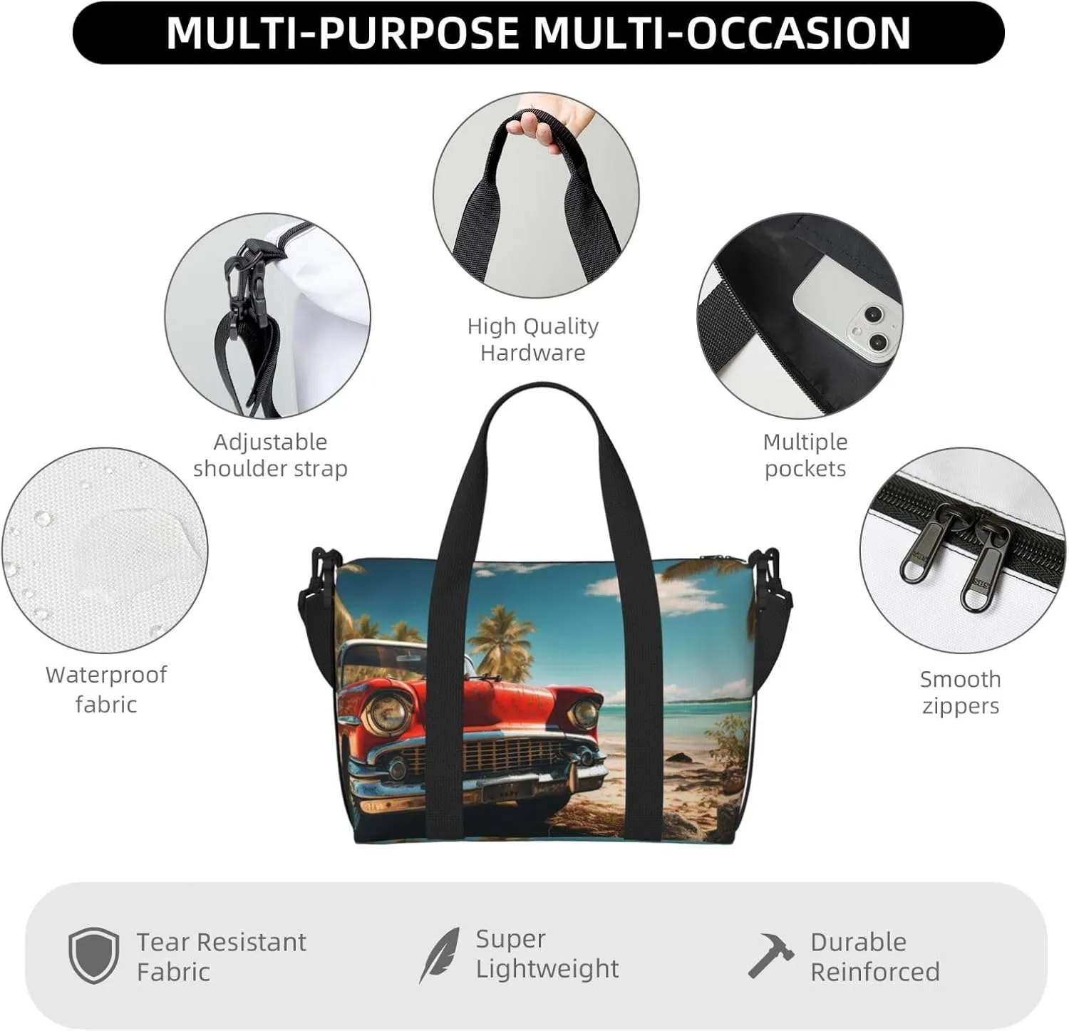 Gym Bag Car Beach Duffel Bag for Men Women Travel Overnight Bag with Shoe Compartment Workout Bags