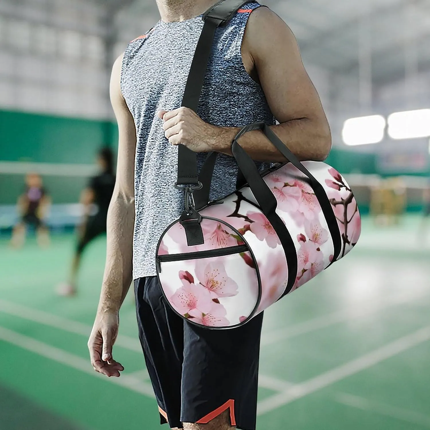 Gym Bag Cherry Japanese Cherry Blossom Duffel Bag for Men Women Overnight Bag with Shoe Compartment Workout Bags