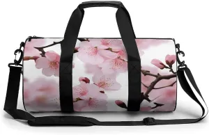 Gym Bag Cherry Japanese Cherry Blossom Duffel Bag for Men Women Overnight Bag with Shoe Compartment Workout Bags