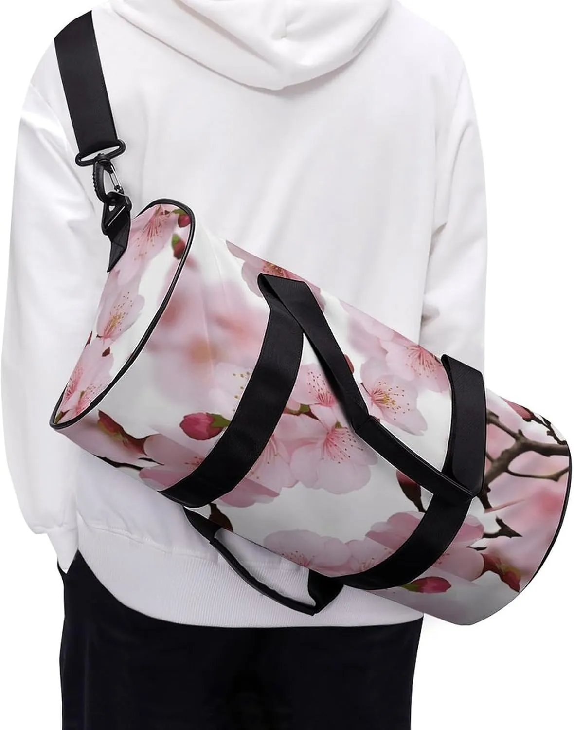 Gym Bag Cherry Japanese Cherry Blossom Duffel Bag for Men Women Overnight Bag with Shoe Compartment Workout Bags