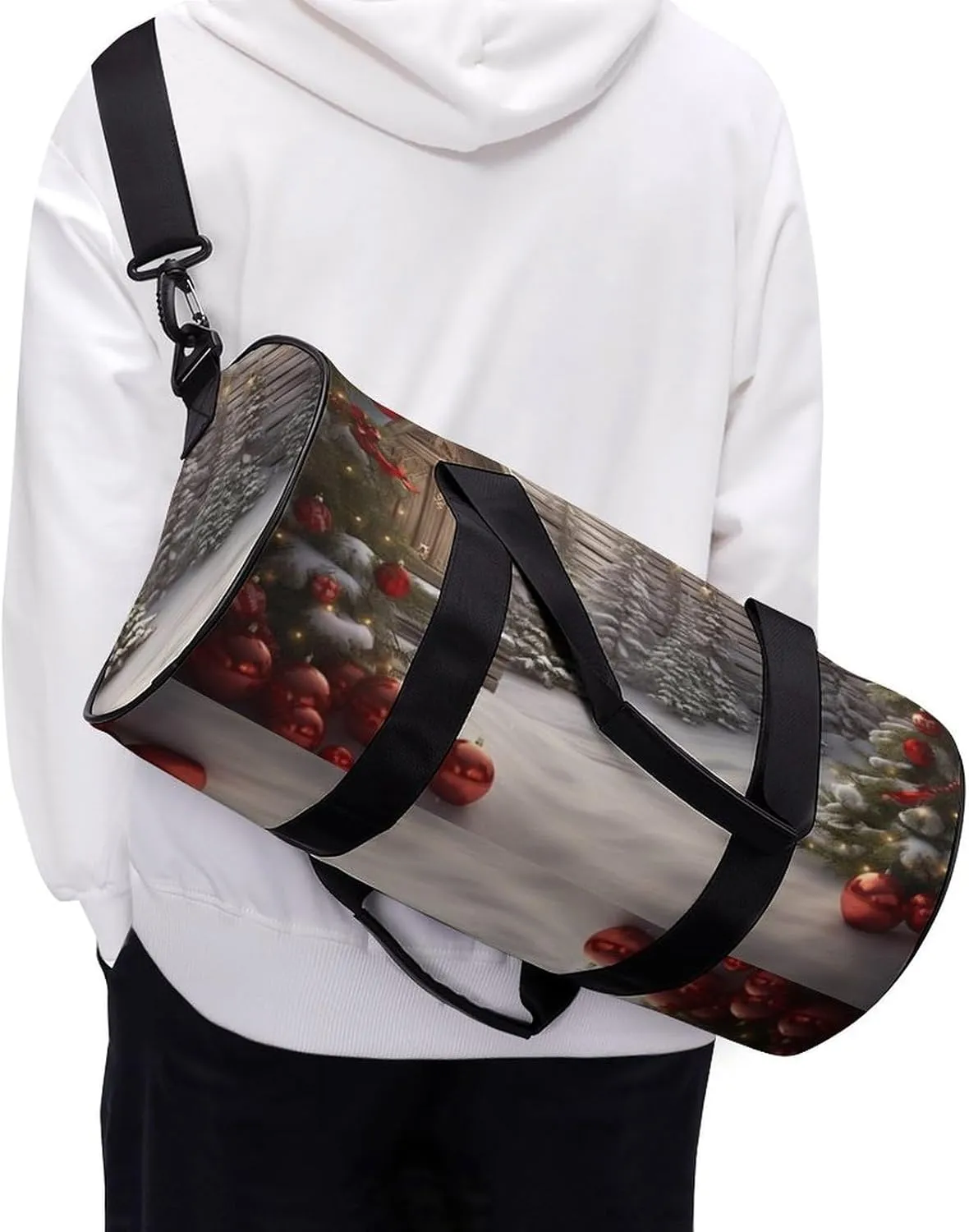 Gym Bag Christmas Wood Duffel Bag for Men Women Overnight Bag with Shoe Compartment Workout Bags