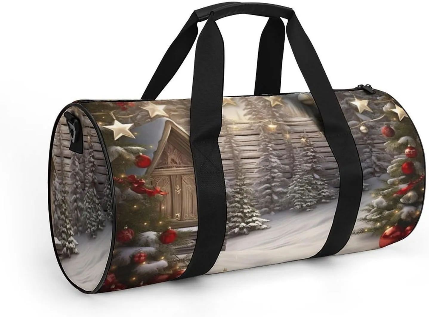 Gym Bag Christmas Wood Duffel Bag for Men Women Overnight Bag with Shoe Compartment Workout Bags
