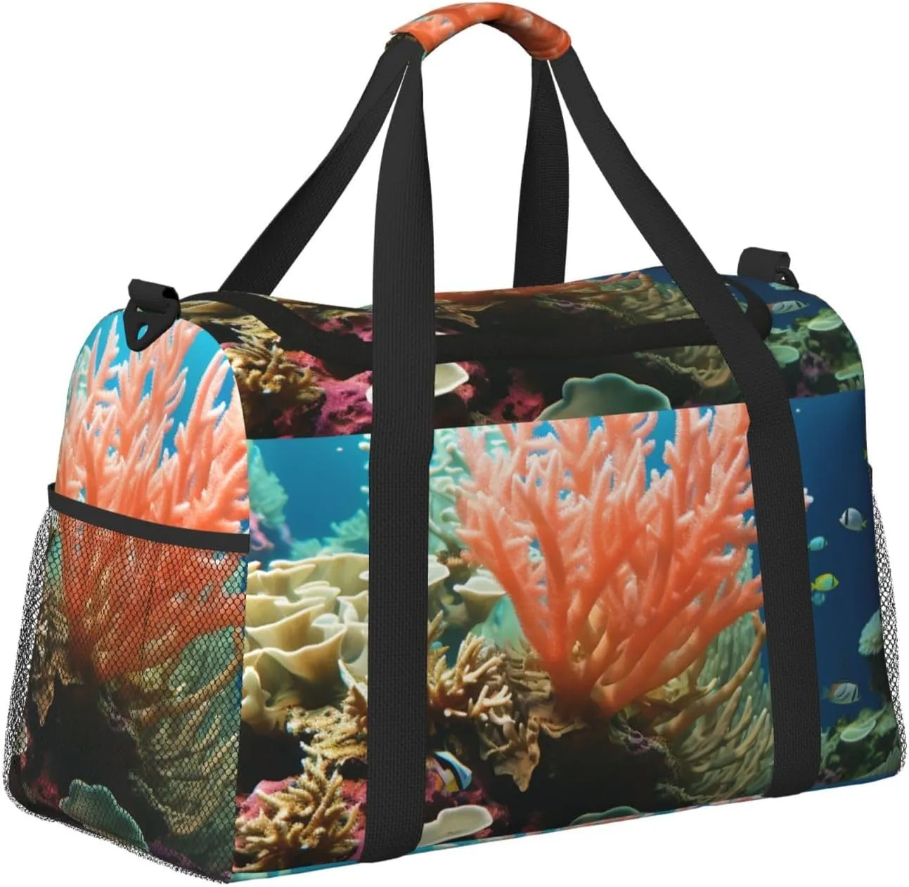 Gym Bag Coral Duffel Bag for Men Women Travel Overnight Bag with Shoe Compartment Workout Bags