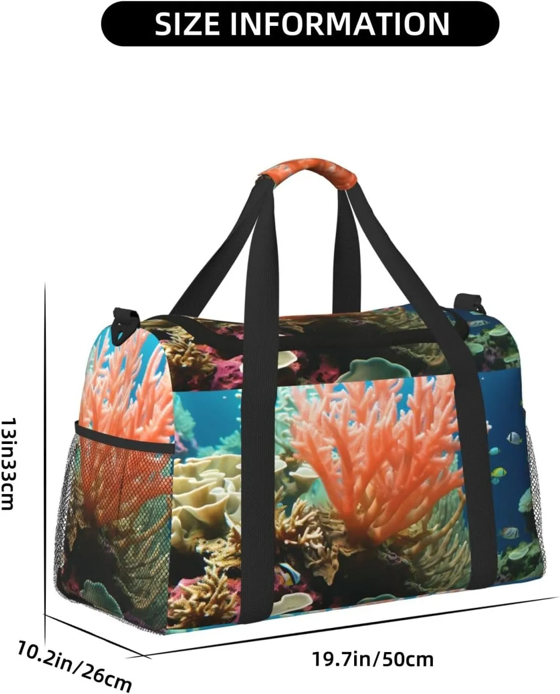 Gym Bag Coral Duffel Bag for Men Women Travel Overnight Bag with Shoe Compartment Workout Bags