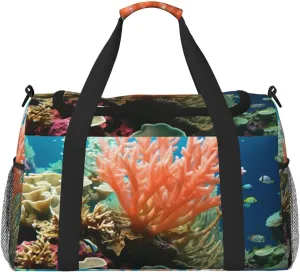 Gym Bag Coral Duffel Bag for Men Women Travel Overnight Bag with Shoe Compartment Workout Bags