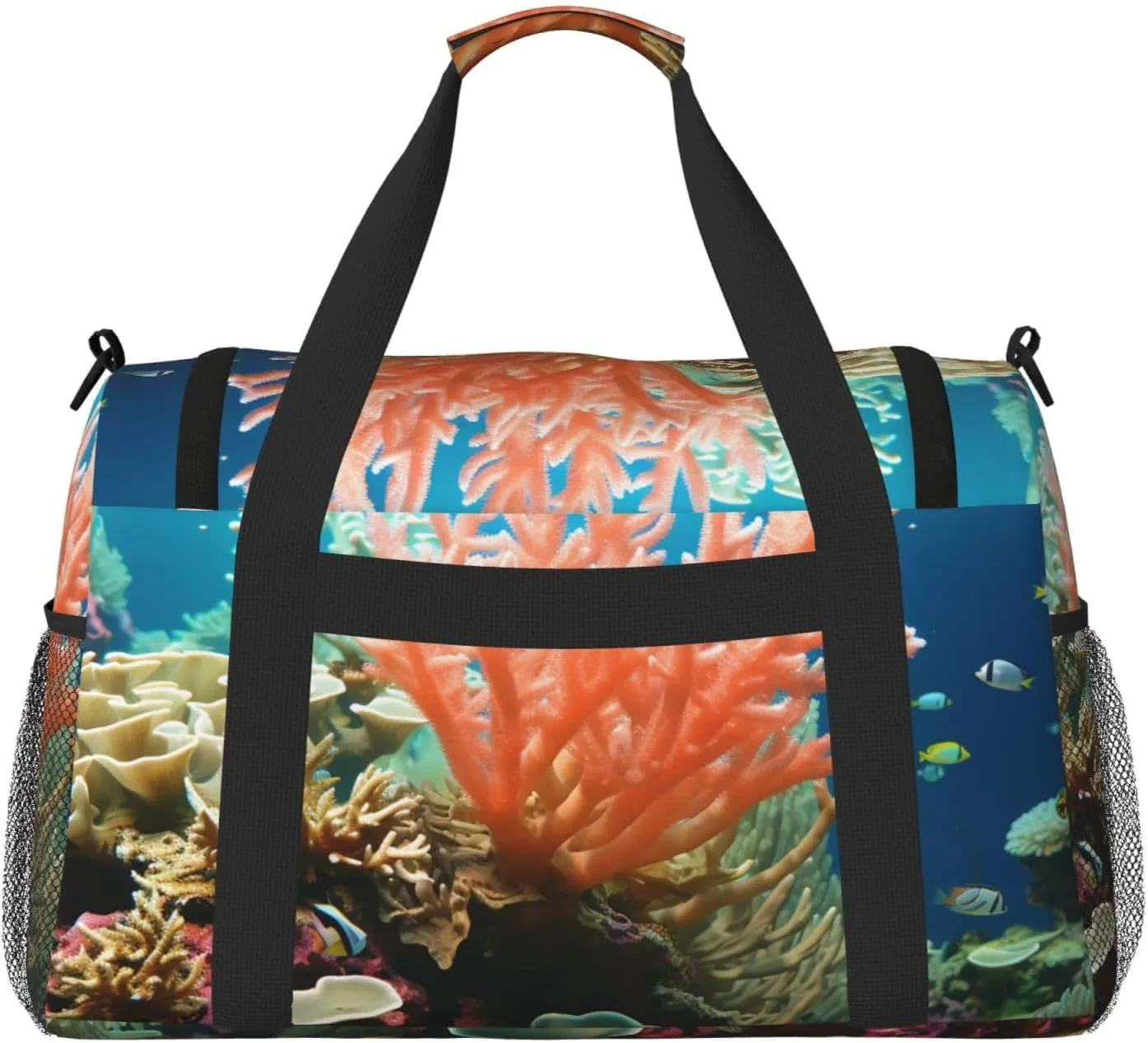 Gym Bag Coral Duffel Bag for Men Women Travel Overnight Bag with Shoe Compartment Workout Bags