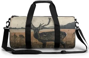 Gym Bag Deer on The Island Duffel Bag for Men Women Overnight Bag with Shoe Compartment Workout Bags