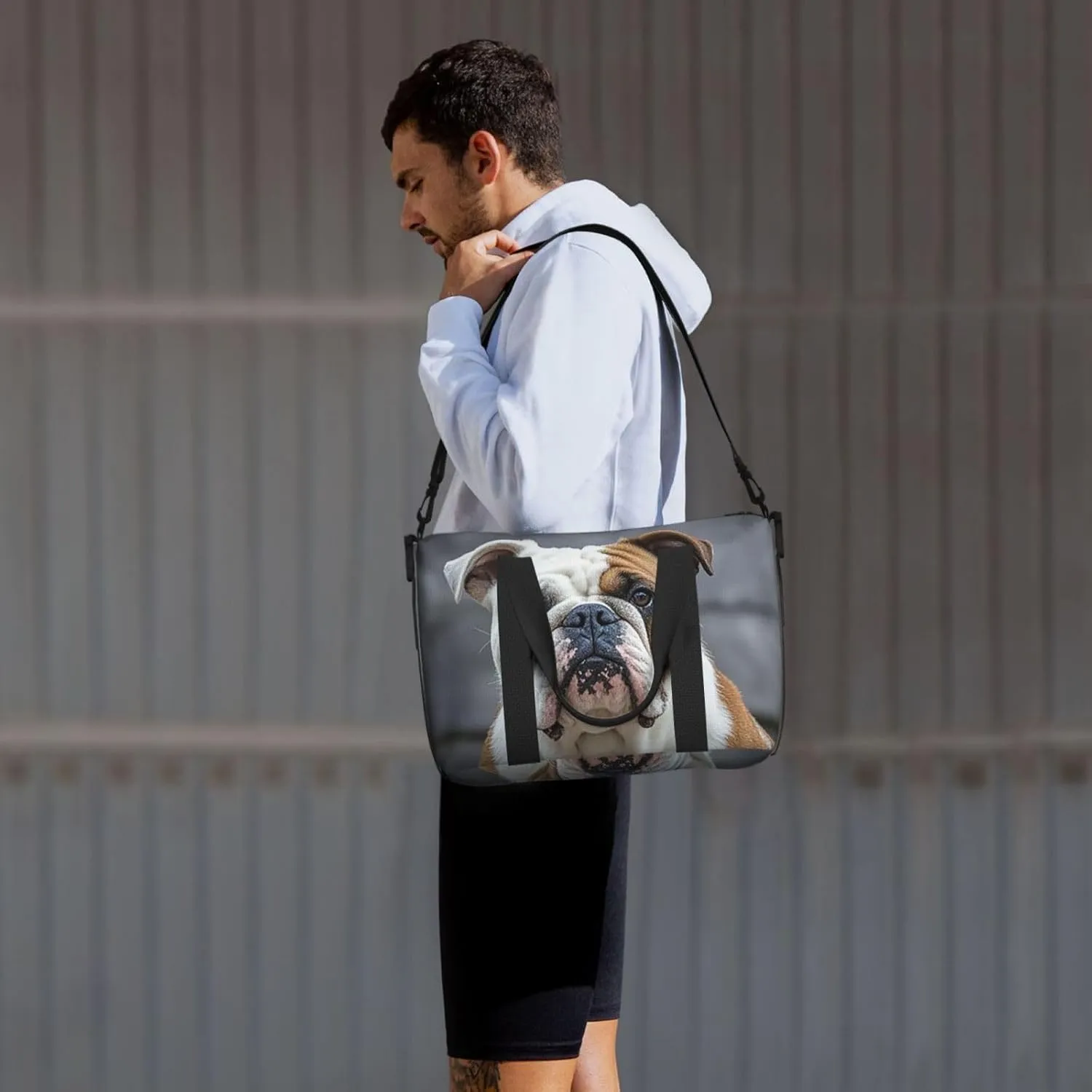 Gym Bag English-Bulldog3 Duffel Bag for Men Women Travel Overnight Bag with Shoe Compartment Workout Bags