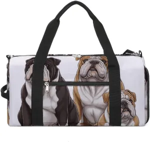 Gym Bag English Bulldogs Duffel Bag for Men Women Travel Overnight Bag with Shoe Compartment Workout Bags
