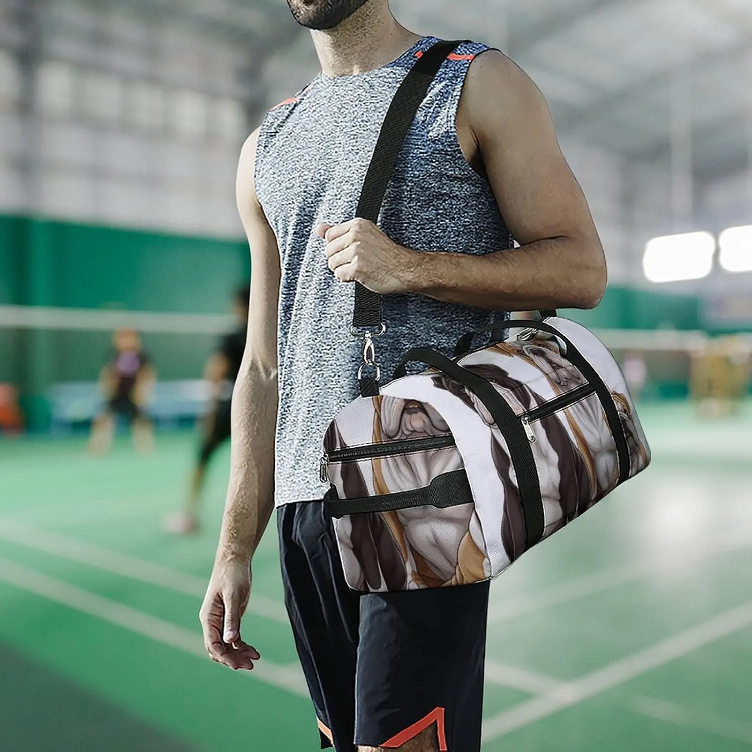 Gym Bag English Bulldogs Duffel Bag for Men Women Travel Overnight Bag with Shoe Compartment Workout Bags