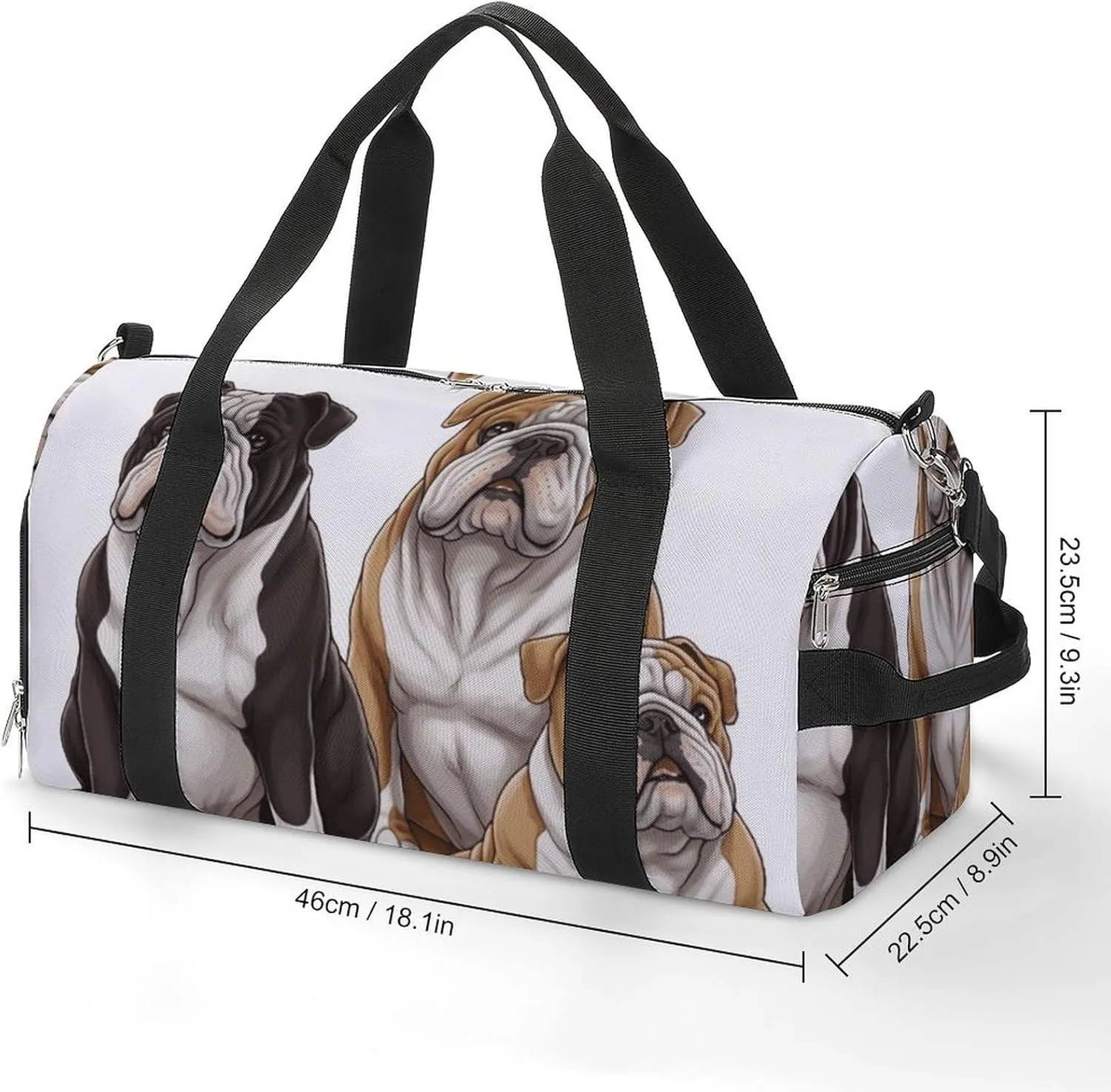 Gym Bag English Bulldogs Duffel Bag for Men Women Travel Overnight Bag with Shoe Compartment Workout Bags